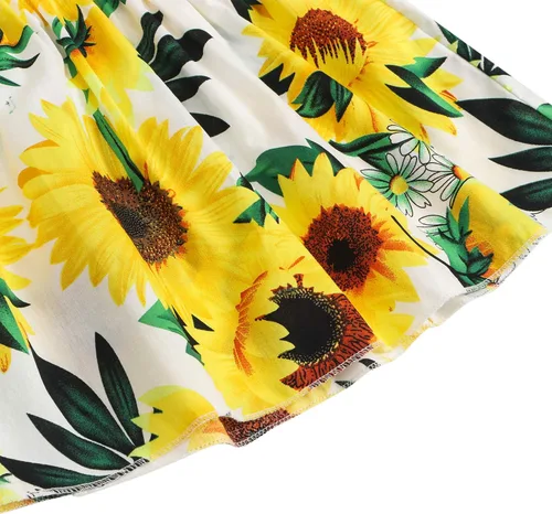 Miniatura 5 de BABAMOON Vestido de verano para niñas pequeñas y niñas, con volantes, vestido de princesa con estampado floral, vestido casual para vacaciones