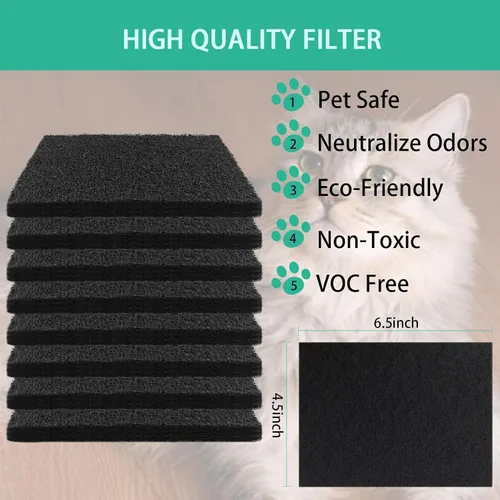 Miniatura 2 de Lubise 8 filtros de carbón de 0.4 pulgadas compatibles con caja de arena Van Ness para gatos, filtros de olor de repuesto de carbón activado de alta