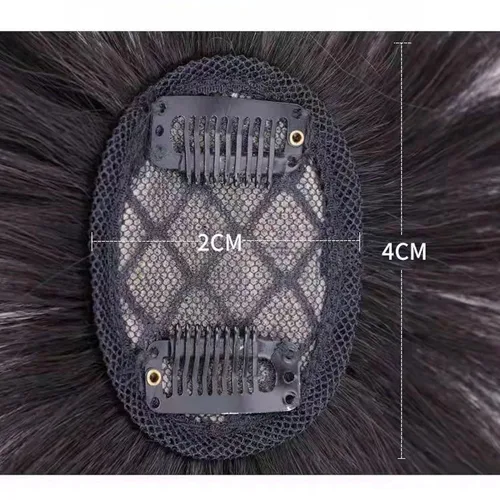 Miniatura 4 de Mini peluca francesa con flecos, clip recto en la parte superior de la frente, parte superior 3D, postizo de fibra sintética