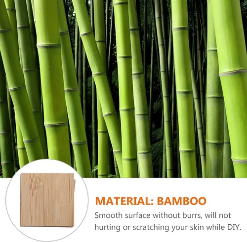 Miniatura 6 de EXCEART Hojas de madera para manualidades sin terminar, piezas de madera, rebanadas de madera de bambú en blanco, recortes cuadrados de madera