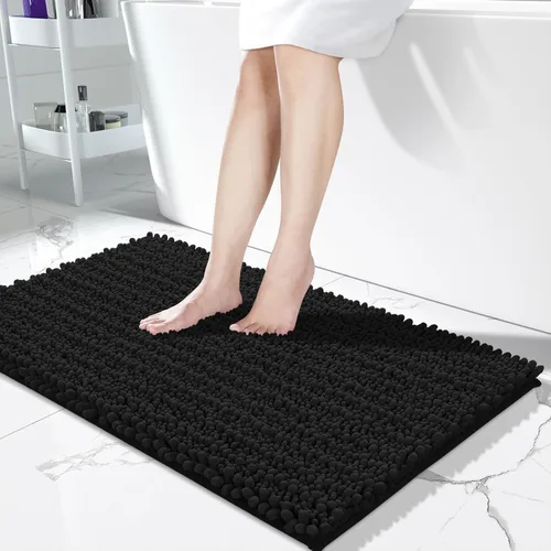 Miniatura 92 de Yimobra Alfombras de Baño Antideslizantes Lavables - Alfombra de Baño de Chenilla Ultra Suave Absorbente, Alfombra Peluda de Secado Rápido para Negro