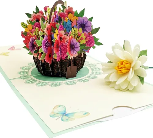 Miniatura 4 de Paquete de 5 tarjetas emergentes de flores, tarjetas de felicitación 3D, surtido para mujeres u hombres en todas las ocasiones, aniversario, día
