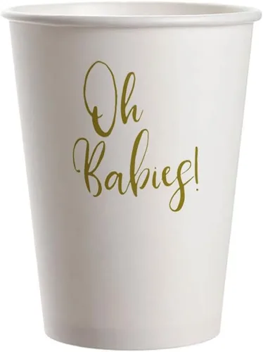 Miniatura 7 de Oh Babies Twins - Vasos desechables de papel para fiesta, paquete de 20 unidades, 9 onzas, dorados, para baby shower y fiesta de bienvenida