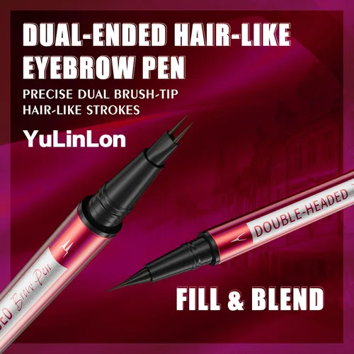 Miniatura 6 de YuLinLon Bolígrafo para cejas de doble cabeza, trazos ultraprecisos similares al cabello, maquillaje impermeable de larga duración, disponible en 5