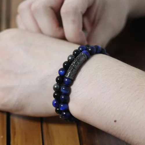 Miniatura 23 de 2Pcs Triple Protection Bracelet,Natural Tigers Eye Black Obsidian and Hematite 8 MM Beads Bracelet for Men Women Gift, Healing Crystal Bracelet