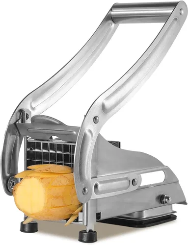 REDANT Cortador profesional de papas fritas – Cortador de patatas de acero inoxidable con 2 cuchillas (1/2 y 1/3 pulgadas) y pies de succión