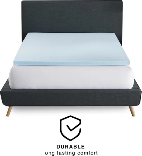 Miniatura 4 de Cubrecolchón de espuma viscoelástica de 3 pulgadas, con infusión de gel, diseño ventilado, espuma certificada CertiPUR-US, color azul