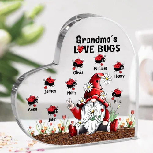 Miniatura 8 de IZI POD Placa acrílica personalizada con forma de corazón para abuela, razones para abeja, diseño de corazón, gnomos, placa de abuela, regalos