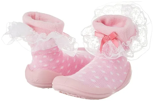 Miniatura 16 de Nuby Snekz - Zapatos cómodos de suela de goma para primeros pasos, lunares rosados, talla S, 7-14 meses