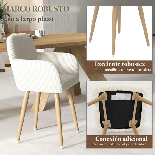 Miniatura 6 de Juego de 1 silla de escritorio para oficina en casa, silla de tocador de tela de pana para maquillaje con respaldo hueco, cómodo sillón con marco