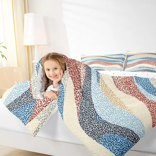 Miniatura 6 de Erosebridal Juego de ropa de cama abstracta de olas marinas tamaño Queen, juego de ropa de cama y colecciones de arte minimalista moderno, edredón