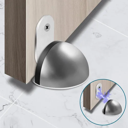 Miniatura 4 de KOLAKO Topes magnéticos para puerta, paquete de 4 topes de puerta adhesivos para la parte inferior de la puerta, de acero inoxidable cepillado