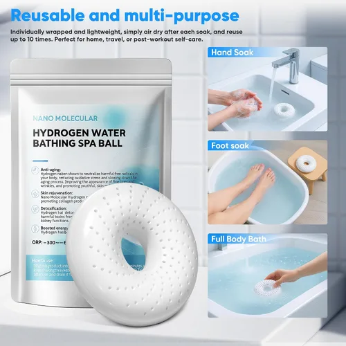 Miniatura 3 de Bombas de bola de baño de hidrógeno para aliviar los músculos y el estrés - Bombas de hidrógeno molecular H2 para spa y remojo de agua rica en Blanco