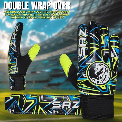 Miniatura 5 de SAZ Guantes de portero de fútbol, guantes de portero de fútbol para niños, niños y jóvenes, guantes de portero de fútbol con palmas de látex