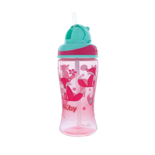 Miniatura 11 de Nuby 2pkThirsty Kids Flip-it - Taza de refuerzo impresa con popote fino y suave, 12 onzas, más de 18 meses, el paquete de 2 unidades puede variar