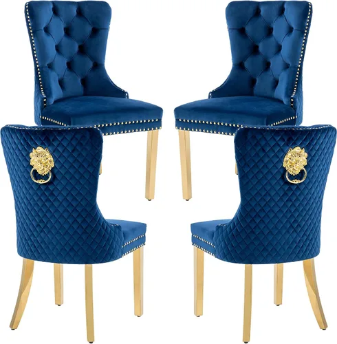 Miniatura 18 de Juego de 2 sillas de comedor de terciopelo, sillas de comedor tapizadas, sillas modernas de mediados de siglo con respaldo capitoné de enrejado
