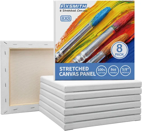 Miniatura 25 de FIXSMITH Lienzo blanco estirado de 12 x 16 pulgadas, paquete a granel de 8, imprimado, 100 % algodón, perfil de 5/8 pulgadas, paquete de gran valor
