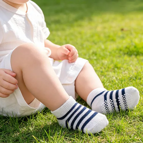 Miniatura 7 de Looching Calcetines tobilleros antideslizantes para bebés y niños pequeños, 12 pares de calcetines antideslizantes de algodón para niños y niñas