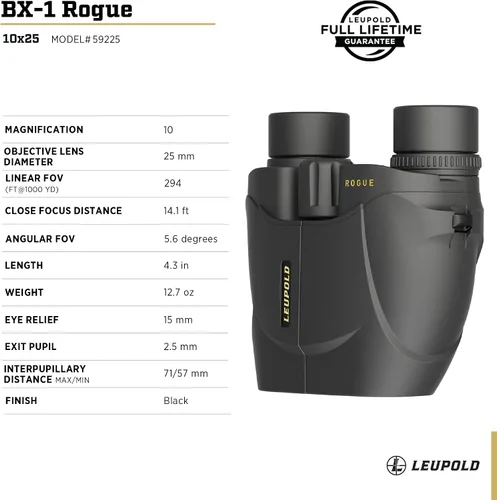 Miniatura 4 de Leupold BX-1 Rogue binoculares, 8x25mm (59220)