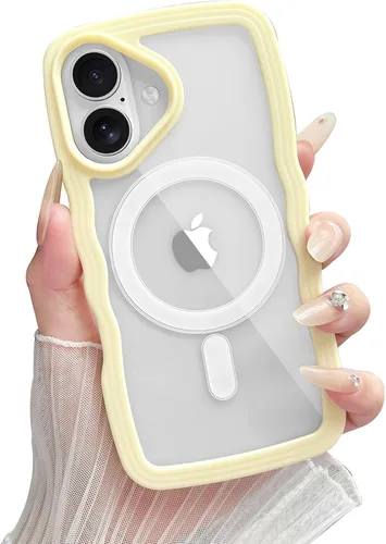 Miniatura 51 de Yeddabox Magsafe - Funda compatible con iPhone 13, diseño de ondas, lindo marco de colores de caramelo con ondas de agua, a prueba de golpes