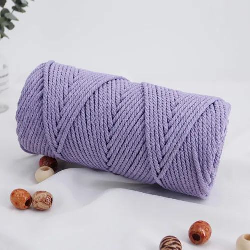 Miniatura 44 de Cordón de macramé de 1/64 pulgadas (0.157 in) de color rosa claro, hilo de algodón natural para tejer a mano a mano, 4 hebras para colgar