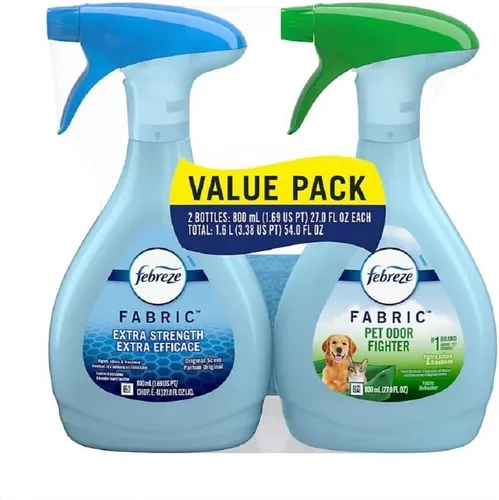 Febreze Paquete económico de renovación de tela, eliminador de olores de mascotas y desodorante de tela extra resistente, 27 onzas líquidas, paquete