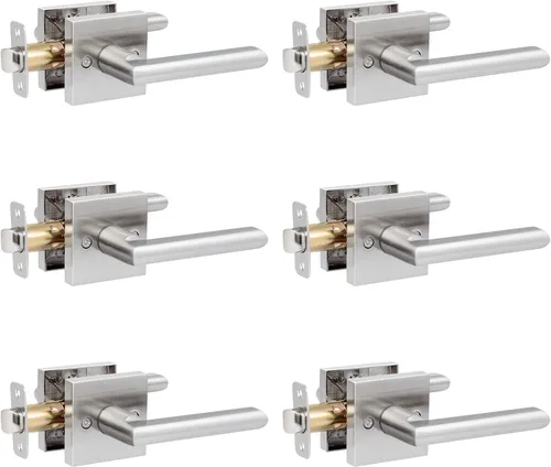 Miniatura 14 de Manija de puerta de entrada HOSOM con cerradura y llave, área comercial y residencial, palanca de puerta de entrada moderna para exterior, cerradura