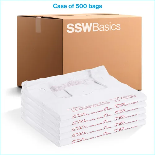 Miniatura 6 de SSWBasics Bolsas de agradecimiento blancas Caja de 500 – 11 ½" x 6" x 21" – Grosor 0.48 mil HDPE – Tamaño estándar de supermercado, perfecto