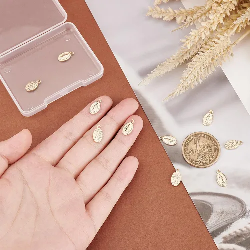 Miniatura 2 de UNICRAFTALE Colgantes ovalados con dijes de Virgen María 304 de acero inoxidable milagroso de 0.031 in para hacer joyas, manualidades, Acero