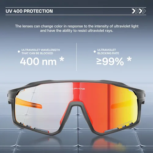 Miniatura 3 de KAPVOE Gafas de ciclismo fotocromáticas para hombres y mujeres, gafas de sol deportivas, marco de decoloración HD, gafas de bicicleta K76 Negro rojo