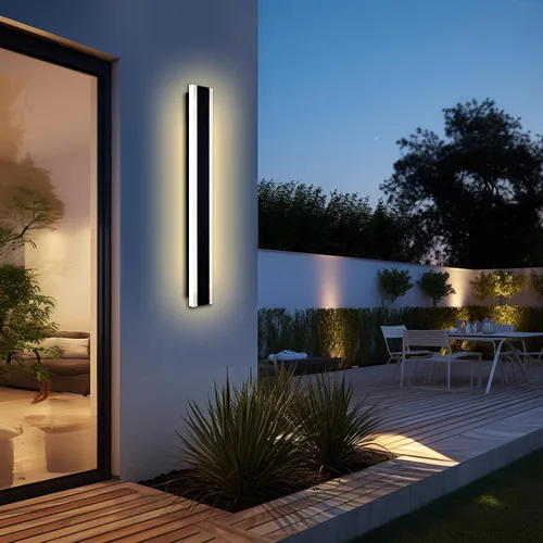 Miniatura 15 de Lámparas de Pared Exteriores Modernas Aplique de Pared LED Largo Negro Lámpara Exterior IP65 Impermeable 10W 3000K Luces de Pared Rectangulares