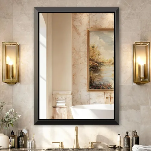 Miniatura 31 de USHOWER Espejos de baño para sobre el fregadero, espejo rectangular con marco de metal, espejo de tocador moderno de granja, montado en la pared