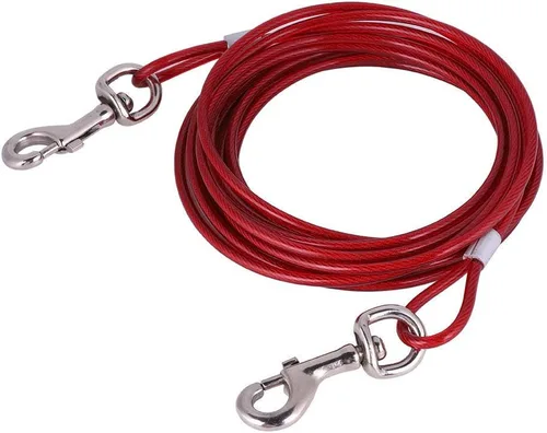 Miniatura 9 de Fdit Cuerda de correa para perro, alambre de acero resistente, 0.197 in x 16.4 ft, rojo, cable de seguridad para mascotas a prueba de mordeduras