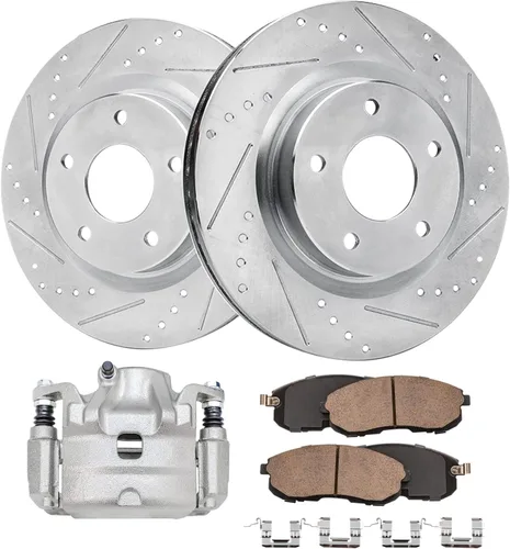 Miniatura 13 de Detroit Axle - Rotores de freno para Ford 2013-2019 Explorer Taurus Flex Lincoln MKT MKS, rotores de freno de disco ranurados perforados de repuesto