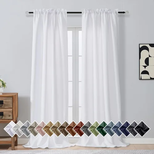 Miniatura 205 de OVZME Cortinas opacas turquesa para tratamiento de ventanas pequeñas, cortinas cortas con bloqueo de luz para ventana de cocina sobre el fregadero