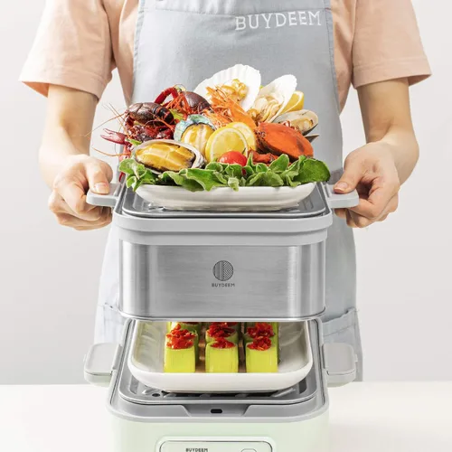 Miniatura 2 de BUYDEEM G553 Vaporizador eléctrico de alimentos de dos niveles de 10 cuartos de galón para cocinar, un toque, vaporizador multifuncional digital