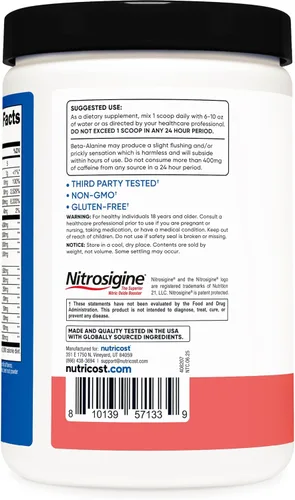 Miniatura 4 de Nutricost Pre-entrenamiento, sandía, 30 porciones, vegetariano, sin OMG y sin gluten (Pre-X)