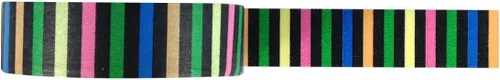 Miniatura 2 de allydrew Cinta adhesiva japonesa a rayas Washi - Rayas cortas negras y multicolor