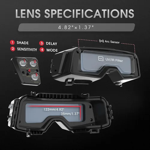 Miniatura 4 de YESWELDER Gafas de soldadura de oscurecimiento automático de color verdadero, amplio rango de sombra 4/5-9/9-13 con molienda, gafas de soldadura