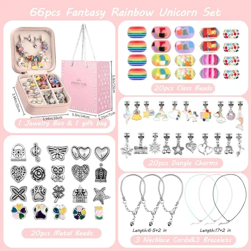 Miniatura 4 de UFU Kit de fabricación de pulseras con dijes, kit de fabricación de joyas, regalo para niñas de 5, 6, 7, 8 a 12, un dulce regalo de cumpleaños