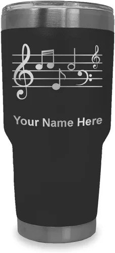 Miniatura 32 de LaserGram Vaso aislado al vacío de 20 onzas, personal de música, grabado personalizado incluido (negro)