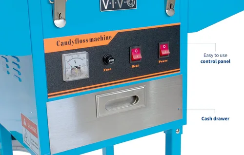 Miniatura 5 de VIVO CANDY-V002B - Carro eléctrico de algodón de 1030 W, máquina móvil de hilo dental con cuenco de acero inoxidable de 20 pulgadas, cuchara y cajón