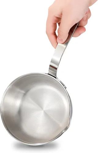 calentador de mantequilla de acero inoxidable 18/10, calentador de café/leche de 13.5 fl oz (400 ml), cacerola mini, sartén para huevos, derretido