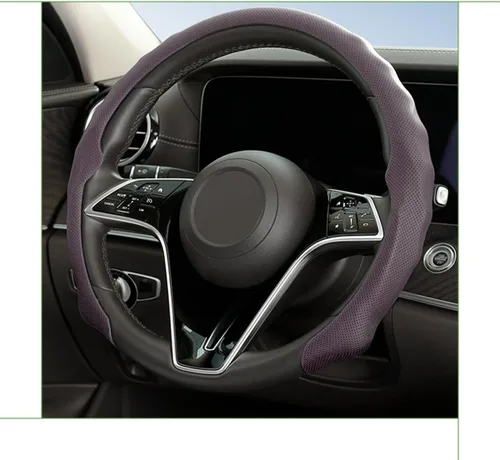 Miniatura 10 de Funda para Volante de Automóvil, Cuero Nappa de 15 Pulgadas Antideslizante y Ultra-Delgada, Protector de Volante de Vehículo 5D, Accesorios Naranja