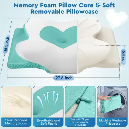 Miniatura 2 de CushZone Almohada Cervical para el Cuello, Almohadas de Espuma Viscoelástica de Soporte para el Cuello para Dormir, Almohada de Hombro para Personas