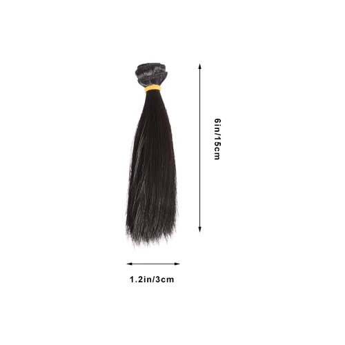 Miniatura 2 de EXCEART Juego de 5 pelucas de cabello lacio resistente al calor con banda elástica para proyectos de manualidades, 5.90 x 1.18 x 0.78 pulgadas