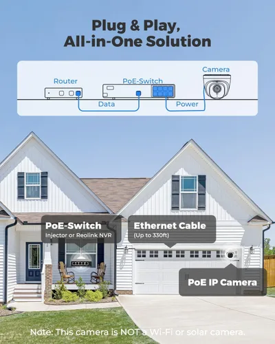 Miniatura 6 de REOLINK Cámara de seguridad para exteriores, cámara de vigilancia IP PoE, detección inteligente de seres humanos/vehículos, funciona con hogar Negro