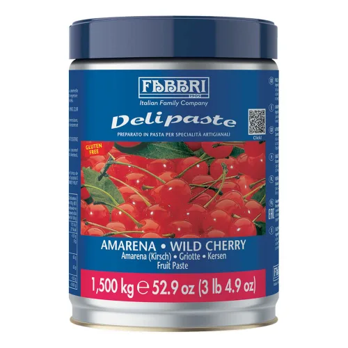 Fabbri Delipaste Amarena Cherry, compuesto aromatizante para gelato, helado, servicio suave, pastelería y confitería - 1 lata de 3.3 libras