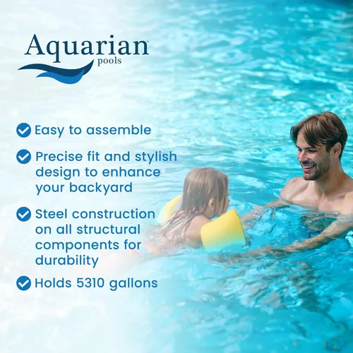Miniatura 32 de Aquarian - Piscina para exteriores con marco de acero por encima del nivel del suelo, redonda, 24 x 52 pulgadas, veneciana Veneciano