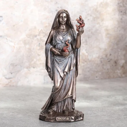 Miniatura 3 de Veronese Design Escultura griega Hestia de 6 1/4 pulgadas con acabado de bronce de resina fundida en frío de hogar y hogar